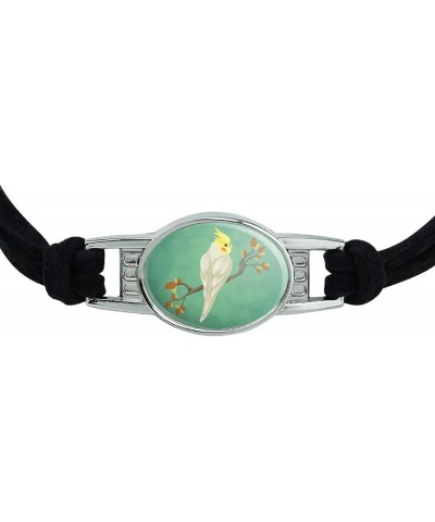 Charming Cockatiel Yellow Crest Novelty Suede Leather Metal Bracelet black $11.20 Bracelets