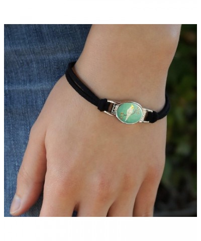 Charming Cockatiel Yellow Crest Novelty Suede Leather Metal Bracelet black $11.20 Bracelets