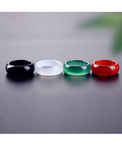 Jade Band Ring for Women Natural Chinese Style Widening Eternity Jade Ring Gift for Mother's Day (Color : White, Size : 9) 7 ...