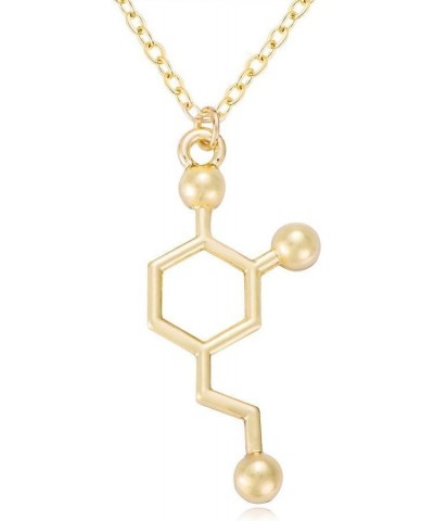 Fashion Jewelry Serotonin, Dopamine, Acetylcholine Biochemistry Molecule Pendant Necklace for Women Gift Dopamine Gold $11.04...