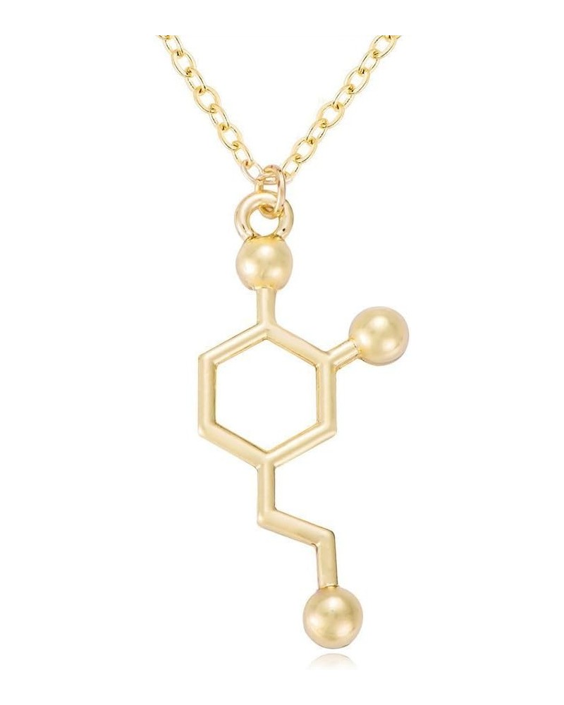 Fashion Jewelry Serotonin, Dopamine, Acetylcholine Biochemistry Molecule Pendant Necklace for Women Gift Dopamine Gold $11.04...