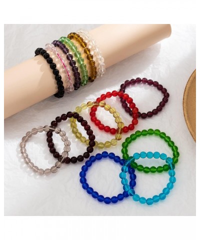 8mm Gemstones Beaded Stretch Bracelet for Women Crystal Round Beaded Bracelet Semi-Precious Stretch Bracelet Set Unisex $10.6...