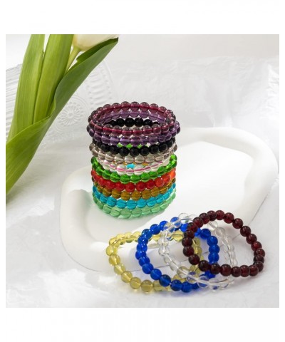 8mm Gemstones Beaded Stretch Bracelet for Women Crystal Round Beaded Bracelet Semi-Precious Stretch Bracelet Set Unisex $10.6...