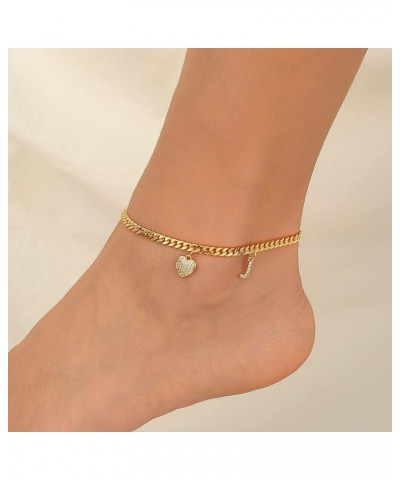 Gold Heart Butterfly Initial Tennis Cuban Ankle Bracelets for Women 14K Gold Plated Initial Charm Gold Anklets for Women Tenn...