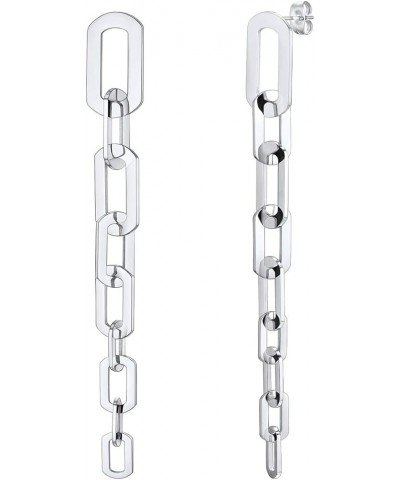 Link Chain Earrings for Women Hypoallergenic Piercing Stud Drop Dangle Long Earrings (With Gift Box) 4.2" Long-Stainless $9.8...