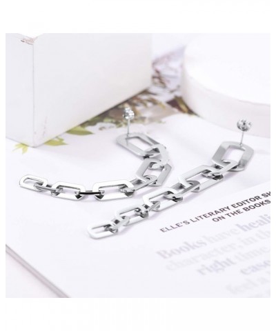 Link Chain Earrings for Women Hypoallergenic Piercing Stud Drop Dangle Long Earrings (With Gift Box) 4.2" Long-Stainless $9.8...