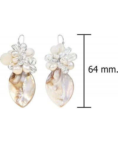 Cultured Ocean's Elegance Cultured Freshwater Pearls and Crystal and Mother of pearl Oval Dangle Pretty Earrings $11.96 Earrings