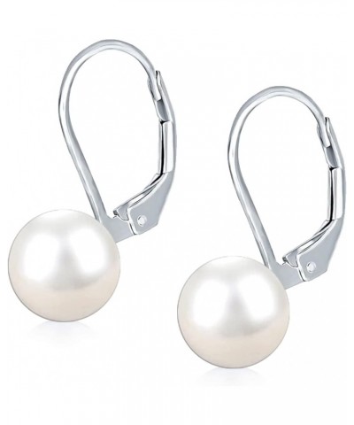 925 Sterling Silver Pearl Earrings, Cubic Zirconia Leverback Stud Earring for Women Pearl Leverback $16.23 Earrings