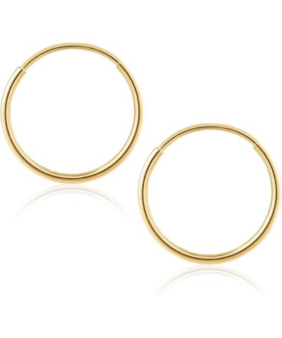 14K Yellow Gold Women's Endless Tube Hoop Earrings 1-1.25mm Thick 8-20mm Diameters - Singles and Pairs Available 9mm (0.35") ...