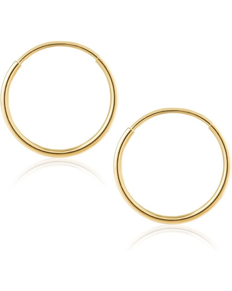 14K Yellow Gold Women's Endless Tube Hoop Earrings 1-1.25mm Thick 8-20mm Diameters - Singles and Pairs Available 9mm (0.35") ...