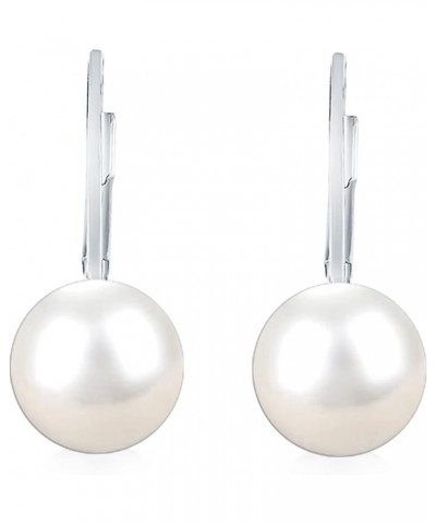 925 Sterling Silver Pearl Earrings, Cubic Zirconia Leverback Stud Earring for Women Pearl Leverback $16.23 Earrings