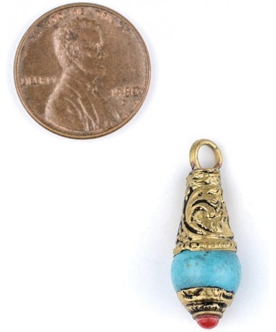 Lapis Brass Capped Locket Pendant with Blue (28x10mm) Turquoise with Brass $6.16 Necklaces