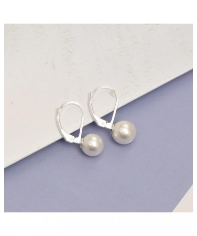 925 Sterling Silver Pearl Earrings, Cubic Zirconia Leverback Stud Earring for Women Pearl Leverback $16.23 Earrings