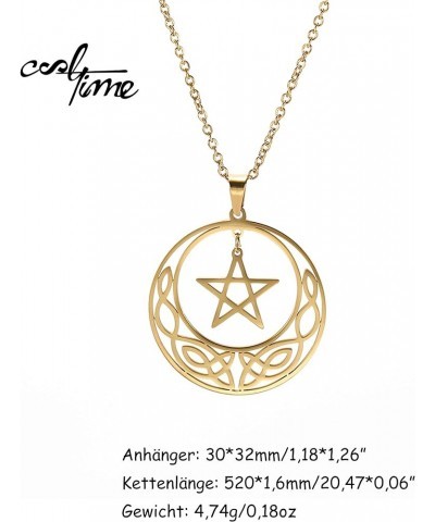 Stainless Steel Pentacle Pendant Necklace Pentagram Celtic Knot Star Circle Crescent Charm Jewelry Gold, Style 2 $9.67 Necklaces