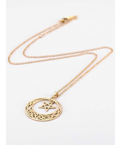 Stainless Steel Pentacle Pendant Necklace Pentagram Celtic Knot Star Circle Crescent Charm Jewelry Gold, Style 2 $9.67 Necklaces