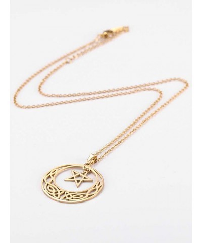 Stainless Steel Pentacle Pendant Necklace Pentagram Celtic Knot Star Circle Crescent Charm Jewelry Gold, Style 2 $9.67 Necklaces