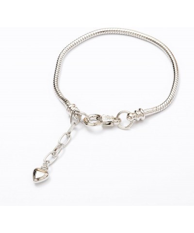 5pcs Silver Color Heart Lobster European Style Snake Chain Bracelets fit Charm Beads 7.1 18 CM White Silver $8.63 Bracelets