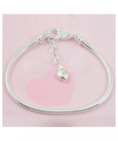 5pcs Silver Color Heart Lobster European Style Snake Chain Bracelets fit Charm Beads 7.1 18 CM White Silver $8.63 Bracelets