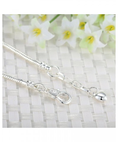 5pcs Silver Color Heart Lobster European Style Snake Chain Bracelets fit Charm Beads 7.1 18 CM White Silver $8.63 Bracelets