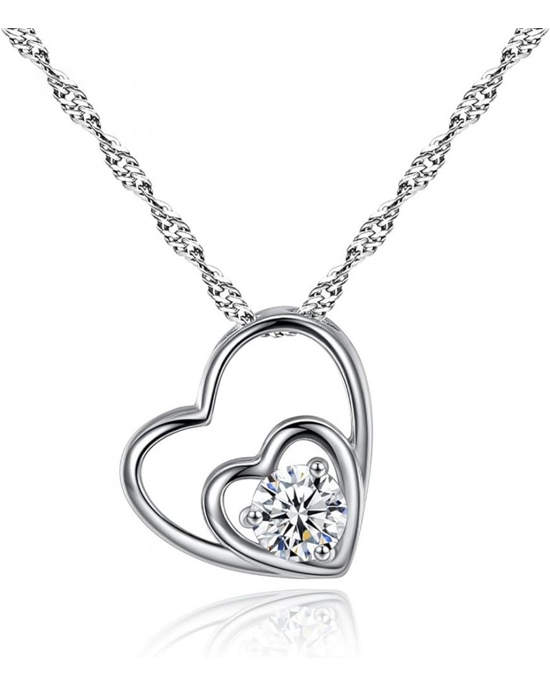 Cubic Zirconia Necklace Jewelry for Women Dainty Heart Necklace Silver Necklace Accessories Christmas Mother's Day Birthday D...