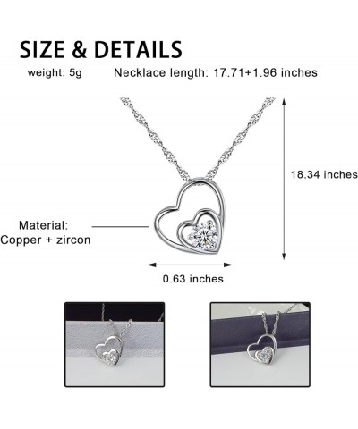 Cubic Zirconia Necklace Jewelry for Women Dainty Heart Necklace Silver Necklace Accessories Christmas Mother's Day Birthday D...