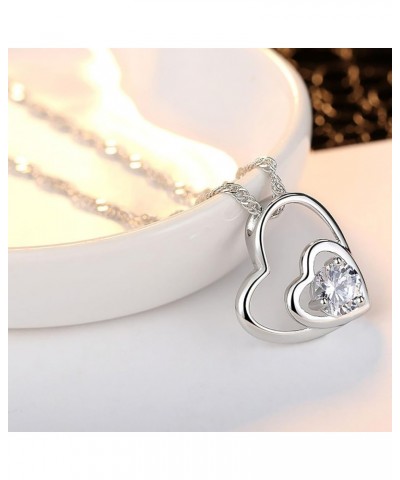 Cubic Zirconia Necklace Jewelry for Women Dainty Heart Necklace Silver Necklace Accessories Christmas Mother's Day Birthday D...