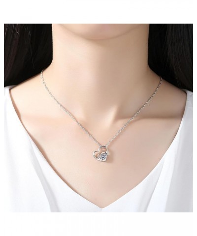 Cubic Zirconia Necklace Jewelry for Women Dainty Heart Necklace Silver Necklace Accessories Christmas Mother's Day Birthday D...