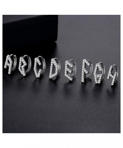 925 Sterling Silver Initial Hoop Earrings Cubic zirconia Letter A-Z Name Alphabet Earrings for Women Girls Letter D $12.88 Ea...