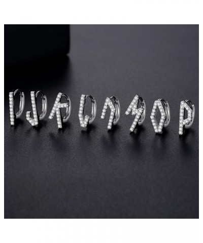 925 Sterling Silver Initial Hoop Earrings Cubic zirconia Letter A-Z Name Alphabet Earrings for Women Girls Letter D $12.88 Ea...