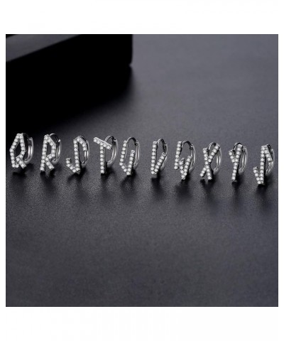 925 Sterling Silver Initial Hoop Earrings Cubic zirconia Letter A-Z Name Alphabet Earrings for Women Girls Letter D $12.88 Ea...