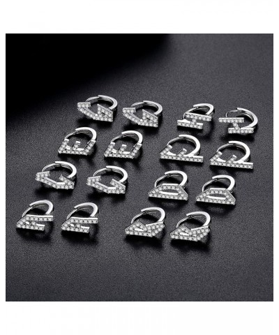 925 Sterling Silver Initial Hoop Earrings Cubic zirconia Letter A-Z Name Alphabet Earrings for Women Girls Letter D $12.88 Ea...