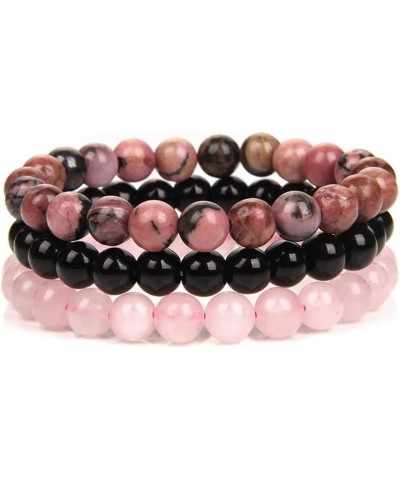 3Pcs 8mm Semi-Precious Gemstones Beaded Bracelets for Women Men Healing Crystal Stone Bracelet Stretch Round Beaded Bracelets...