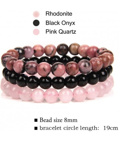 3Pcs 8mm Semi-Precious Gemstones Beaded Bracelets for Women Men Healing Crystal Stone Bracelet Stretch Round Beaded Bracelets...