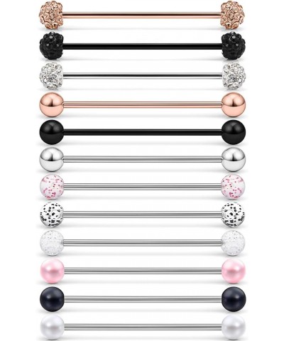 16G Industrial Barbell Surgical Steel Short Cartilage Earring Body Piercing Jewelry for Women Men Bar 1 1/4 Inch(32mm) 6-12 P...