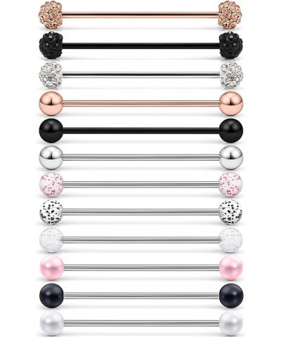 16G Industrial Barbell Surgical Steel Short Cartilage Earring Body Piercing Jewelry for Women Men Bar 1 1/4 Inch(32mm) 6-12 P...