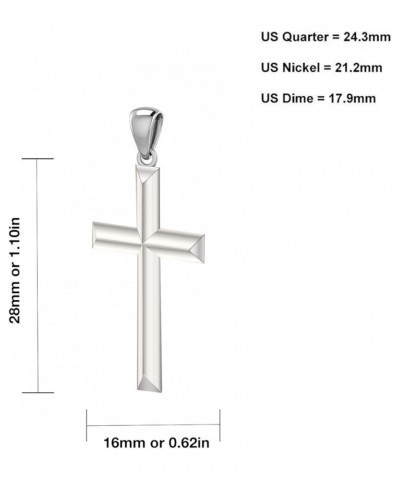 New 1 1/8in Solid 925 Sterling Silver High Polished Cross Pendant Necklace, 28mm 24in 2.4mm Rope Chain $40.05 Necklaces