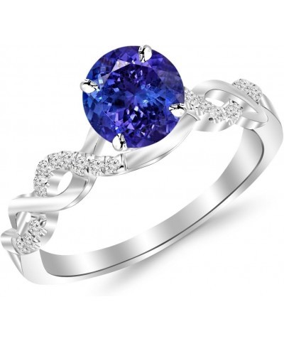 Twisting Infinity Gold and Diamond Split Shank Pave Set Diamond Engagement Ring with a 1 Carat Tanzanite AAA Heirloom Center ...