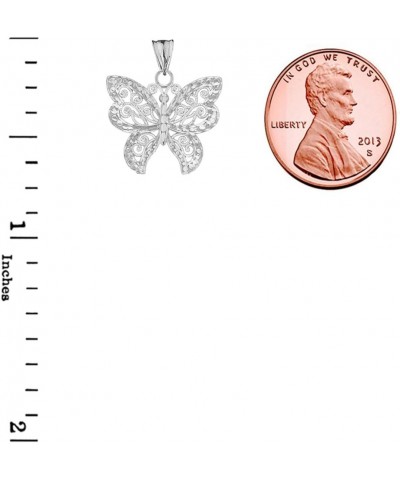 Elegant Sterling Silver Filigree & Sparkle-Cut Butterfly Charm Pendant Necklace $18.01 Necklaces