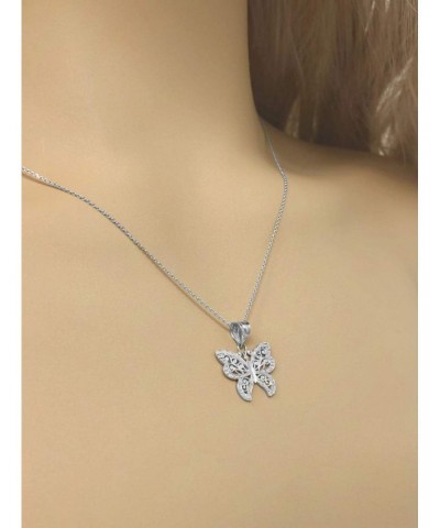 Elegant Sterling Silver Filigree & Sparkle-Cut Butterfly Charm Pendant Necklace $18.01 Necklaces