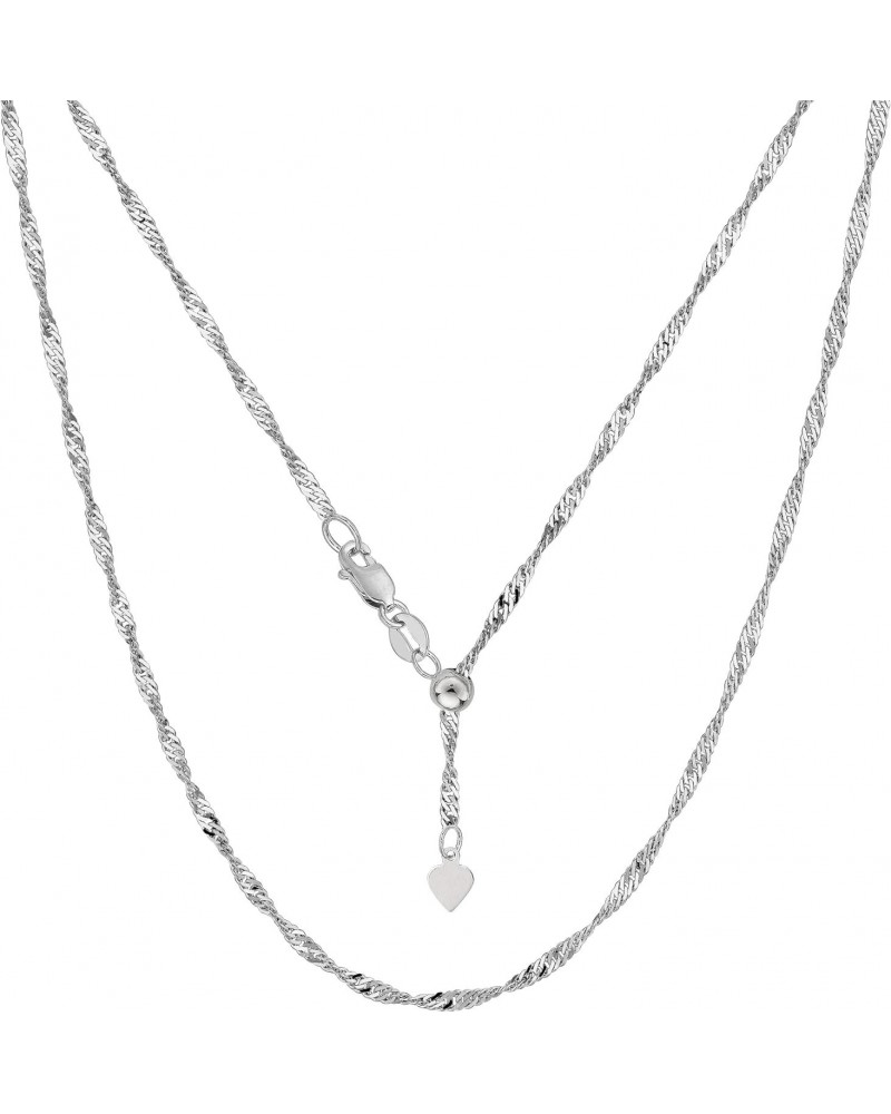 Sterling Silver Rhodium Plated 22" Sliding Adjustable Singapore Chain Necklace, 1.5mm $21.50 Necklaces