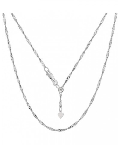 Sterling Silver Rhodium Plated 22" Sliding Adjustable Singapore Chain Necklace, 1.5mm $21.50 Necklaces