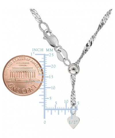 Sterling Silver Rhodium Plated 22" Sliding Adjustable Singapore Chain Necklace, 1.5mm $21.50 Necklaces