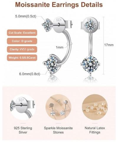 Moissanite Diamond Earrings Pure Sterling Silver Jacket Earrings Jewelry Gift for Her with Box White Gold Moissanite Earrings...