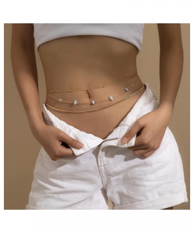 Waist Chains for Women Layered Beaded Sexy Belly Bikini Body Chains Summer Beach Stomach Jewelry Chain B-Gold $7.66 Body Jewelry