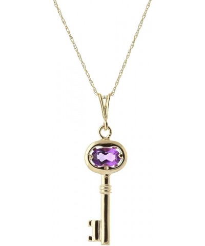 0.5 Carat 14k Solid Gold Necklace with Natural Amethyst Key Pendant Charm Pendant 16.0 Inches $131.60 Necklaces