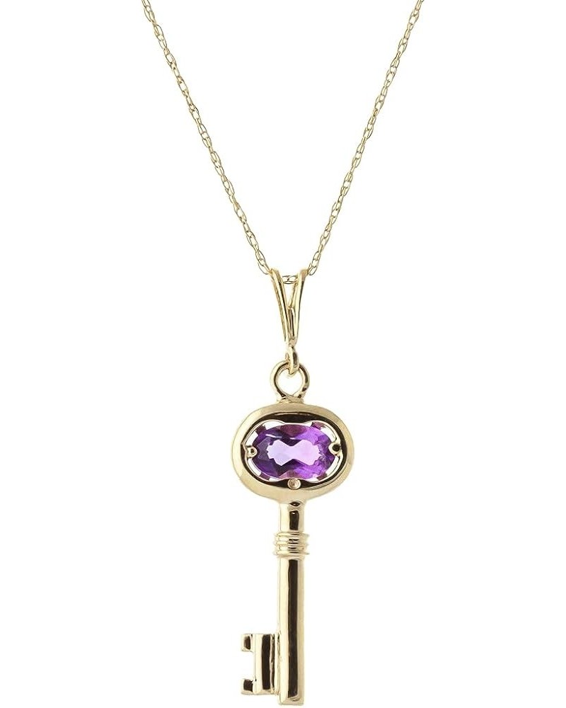 0.5 Carat 14k Solid Gold Necklace with Natural Amethyst Key Pendant Charm Pendant 16.0 Inches $131.60 Necklaces