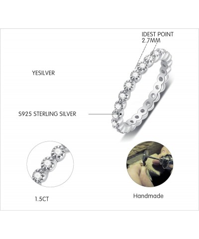 Sterling Silver Rings for Women, S925 Sterling Silver Wedding Band Simulated Diamond CZ Stackable Rings Eternity Wedding Enga...