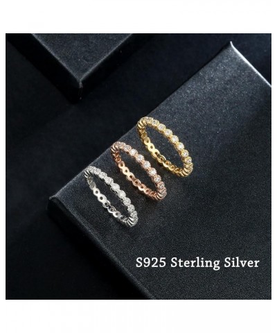 Sterling Silver Rings for Women, S925 Sterling Silver Wedding Band Simulated Diamond CZ Stackable Rings Eternity Wedding Enga...