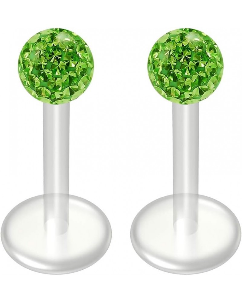 2pc 16g Crystal CZ Blue Bioplast Labret Flexible Lip Stud Clear BioFlex Hypoallergenic Jewelry 12mm Peridot - 8mm (5/16) $9.3...