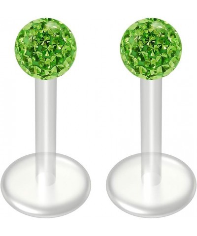 2pc 16g Crystal CZ Blue Bioplast Labret Flexible Lip Stud Clear BioFlex Hypoallergenic Jewelry 12mm Peridot - 8mm (5/16) $9.3...